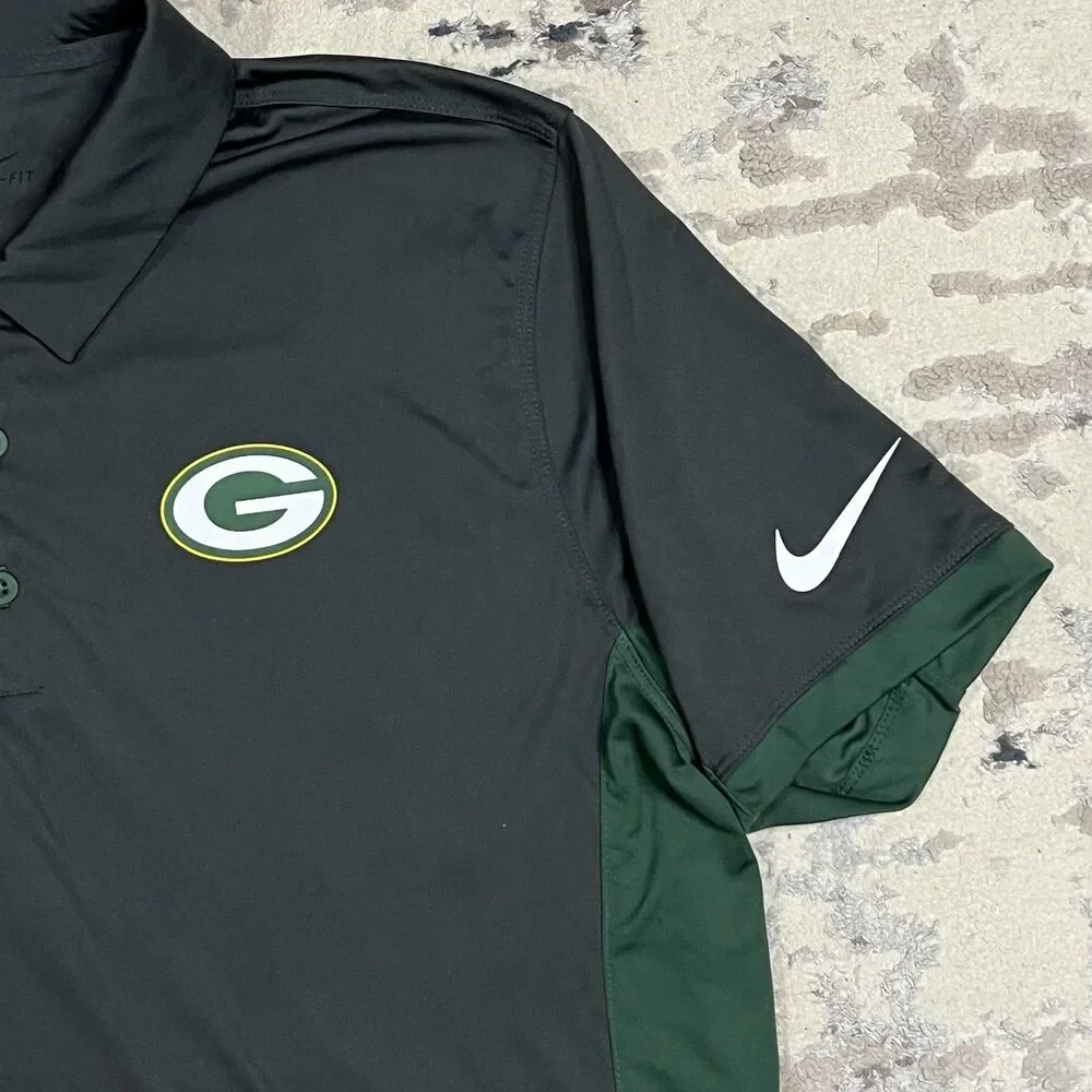 Nike Dri-FIT Polo Shirt Mens L Green Bay Packers NFL Team Apparel Football
